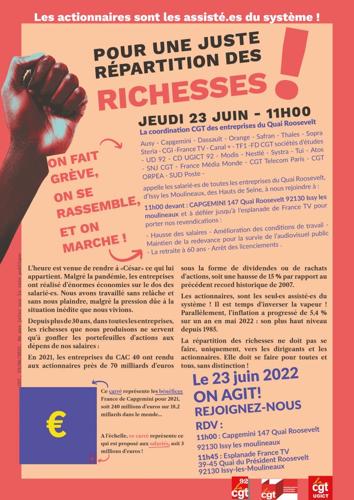 Appel à la grève et à manifester le 23 juin