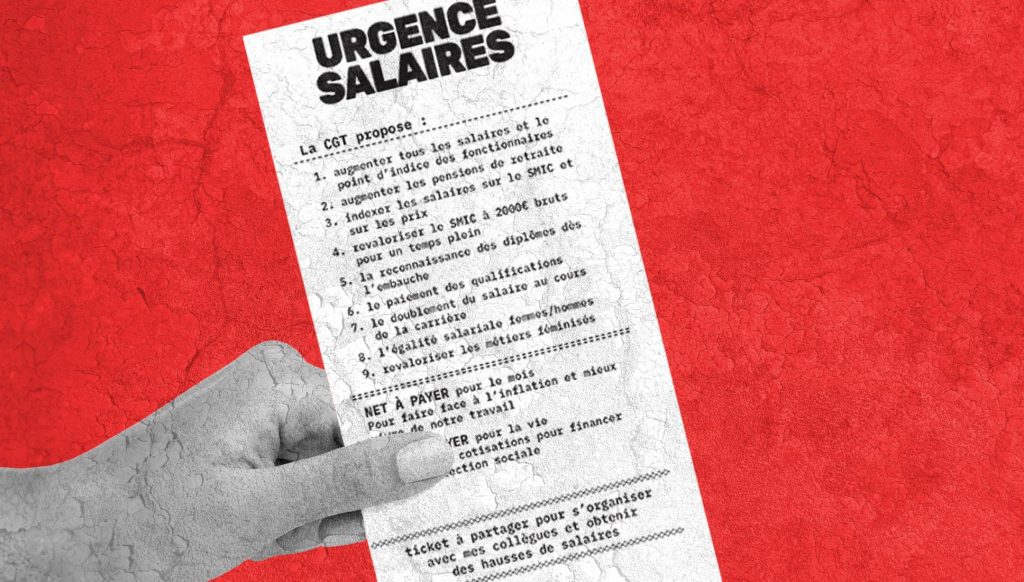 Urgence Salaire - ticket de caisse revendications CGT