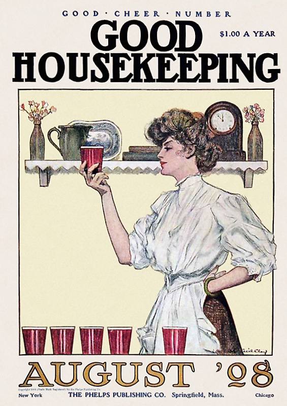 Affiche du début 20ème, caricaturant une femme en bonne maîtresse de maison.