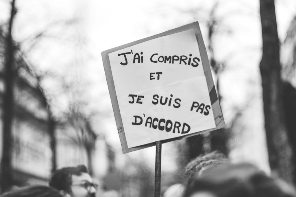 Panneau en manif: J'ai compris et je ne suis pas d'accord