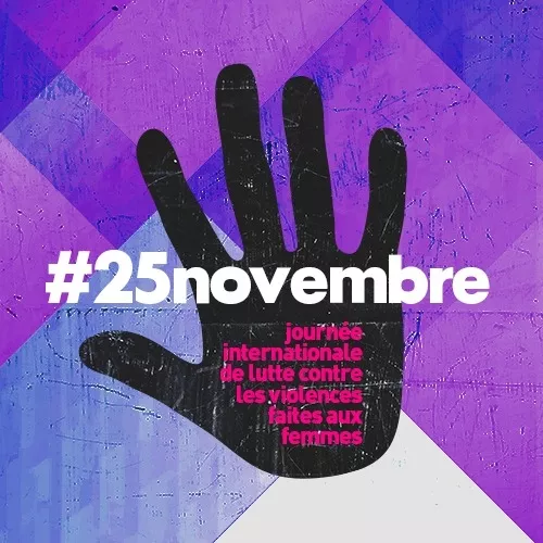 Affiche pour le 25 novrembre, journée de lutte contre les violences faites aux femmes.