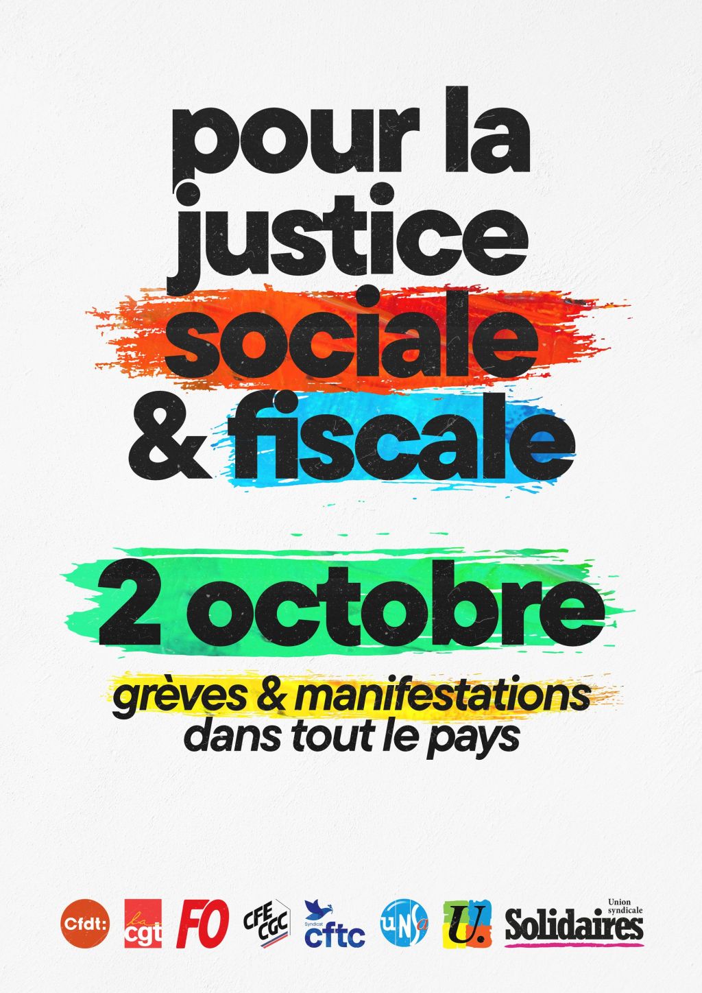 Affiche intersyndicale d'appel à la grève pour le 2 octobre