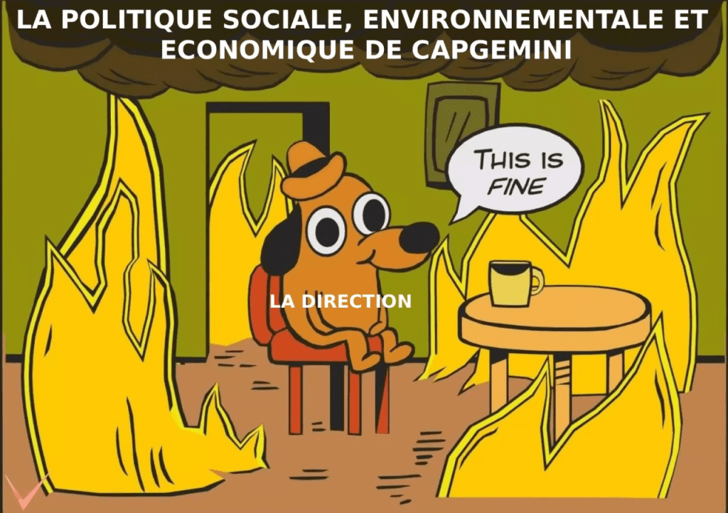 meme La direction au milieu des flammes "this is fine"